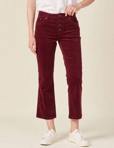 Pantalon bootcut velours prune femme