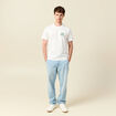 Chino droit longueur 32 coton denim bleach homme