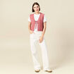 Gilet sherpa droit sans manches mauve femme