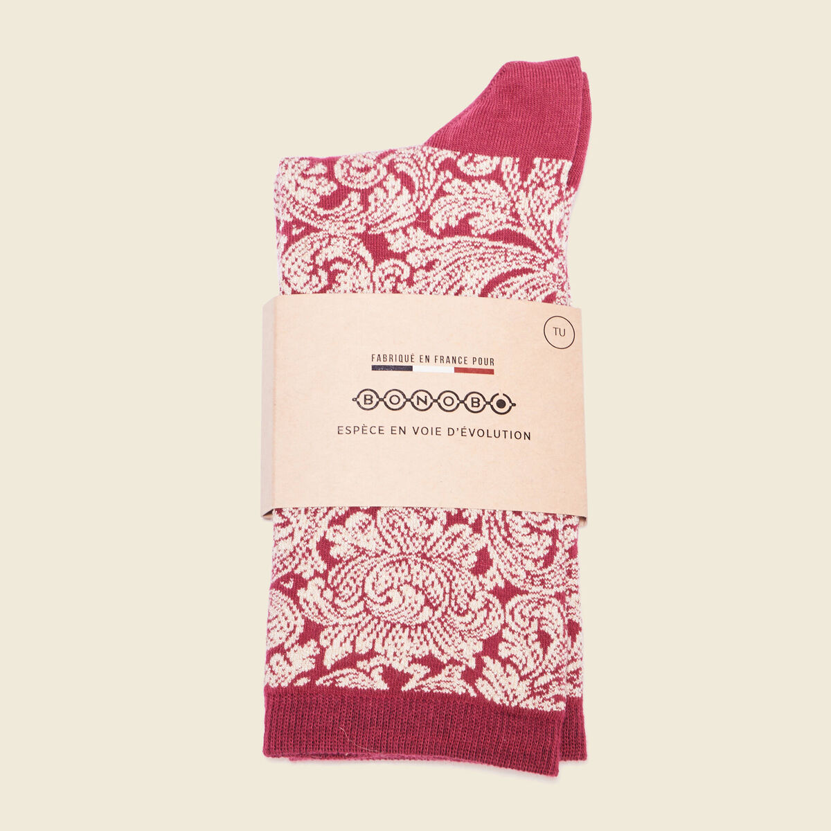 Chaussettes fabriquées en France rouge foncé femme