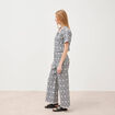 Pantalon loose longueur 3/4 en coton ecru femme