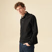 Polo manches longues en coton noir homme