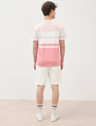 T-shirt manches courtes rose poudr&eacute;e homme