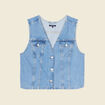Veste sans manches en jean denim used femme