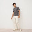 T-shirt en coton manches courtes gris fonc&eacute; homme