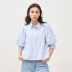 Chemise ample manches coude bleu ciel femme