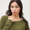 Pull manches longues col bateau vert kaki femme