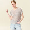 Pull crochet manches courtes vert kaki femme