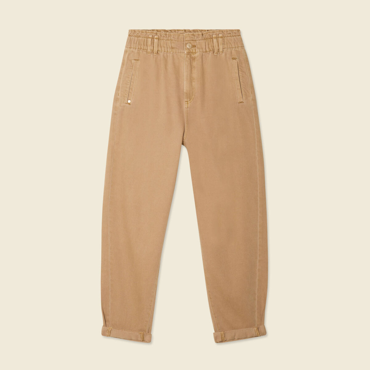 Jeans slouchy 7/8ème vert kaki femme