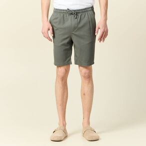 Short droit avec cordon vert kaki homme