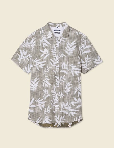 Chemise manches courtes vert kaki homme