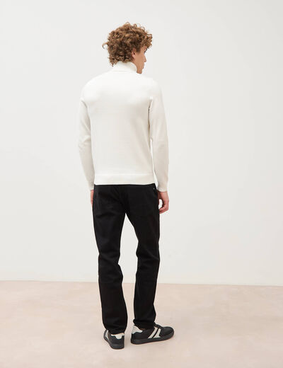 Pull fin col montant manches longues ecru homme