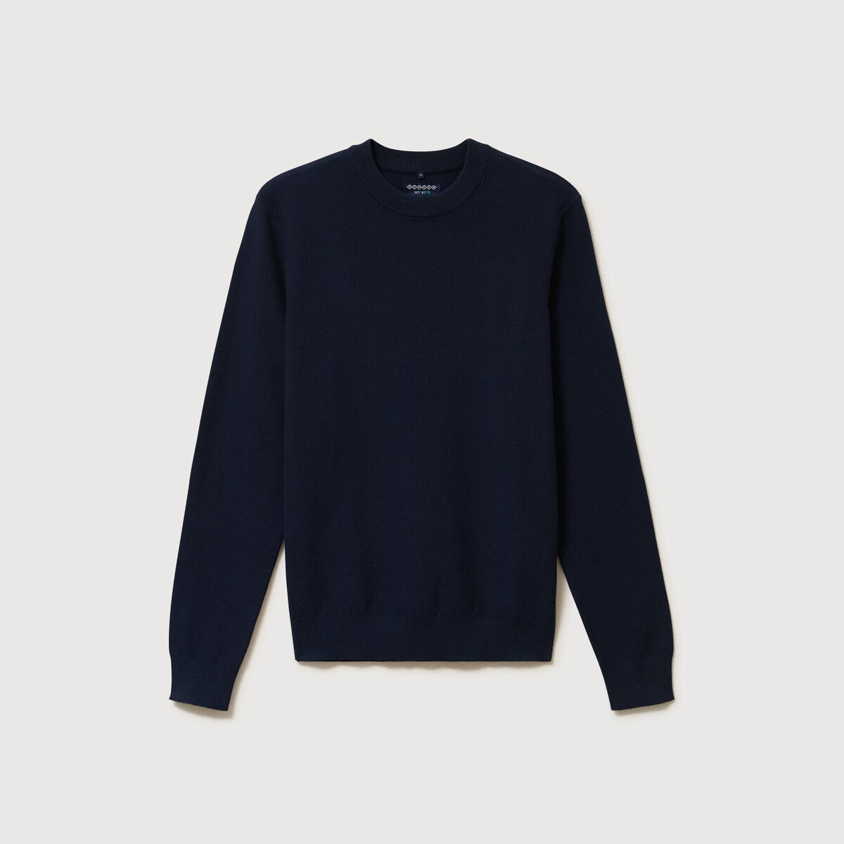 Pull manches longues col rond bleu marine homme