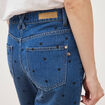 Jeans straight taille haute broderie bleu clair femme