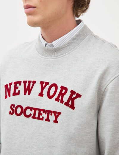 Sweat droit col rond manches longues gris clair homme