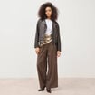 Pantalon large taille standard marron fonc&eacute; femme