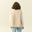 Gilet col tailleur manches longues creme femme