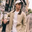 Blouson oversize court beige homme
