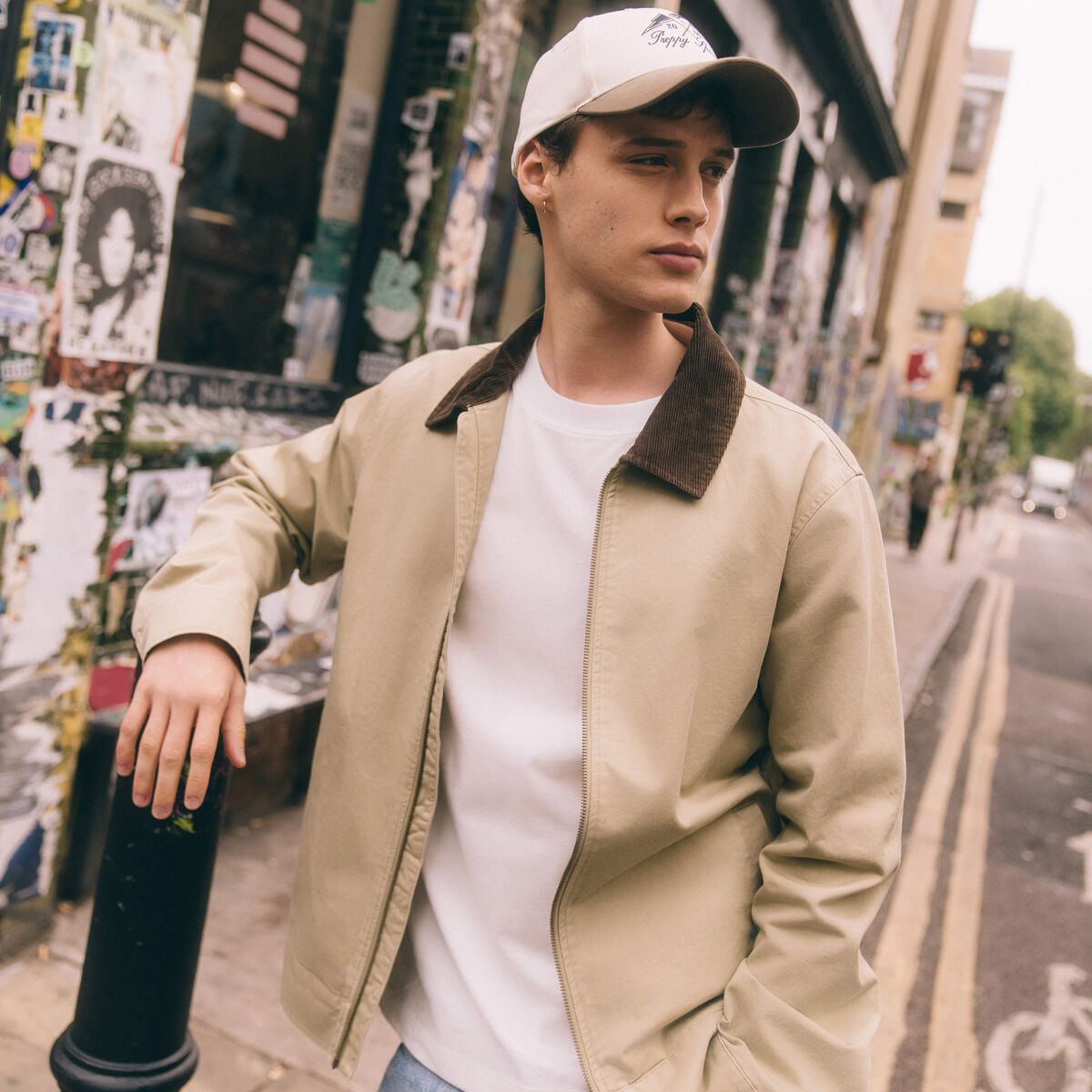 Blouson oversize court beige homme