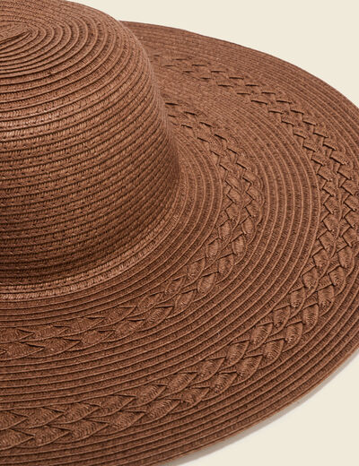Chapeau tress&eacute; marron fonc&eacute; femme