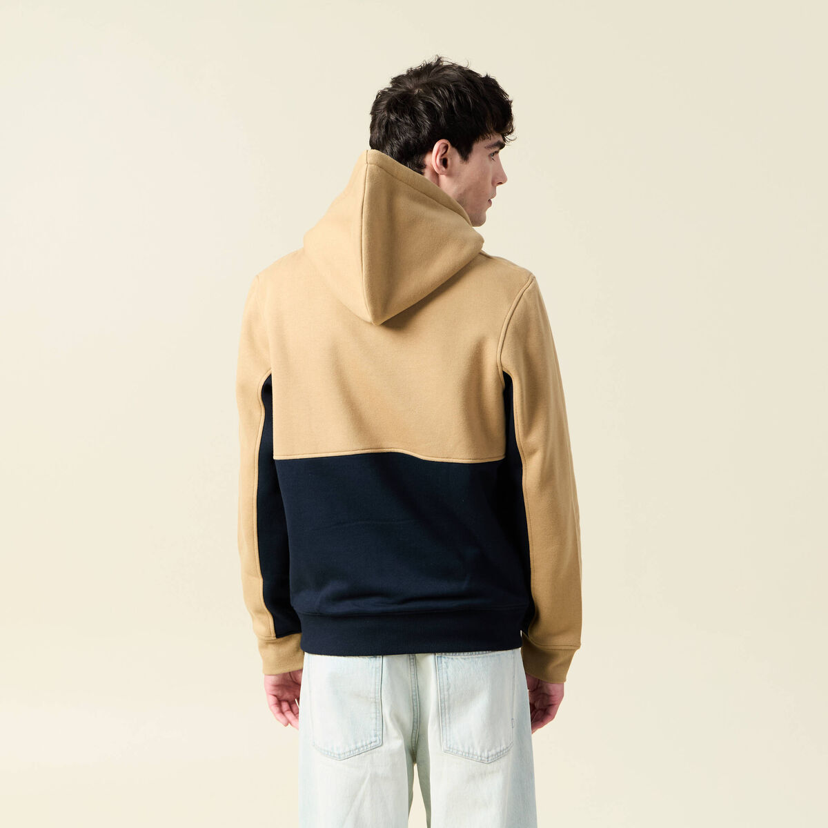 Sweat zipp&eacute; &agrave; capuche bleu marine homme