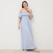 Robe col carr&eacute; manches courtes coton blanc femme