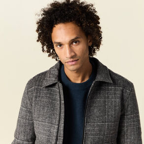 Blouson zippé col aviateur gris foncé homme