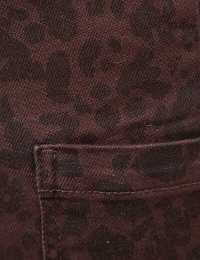 Jeans large cropped taille haute marron chocolat femme