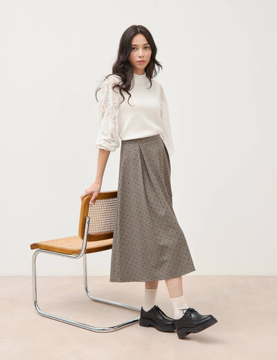 Jupe taille haute gris femme