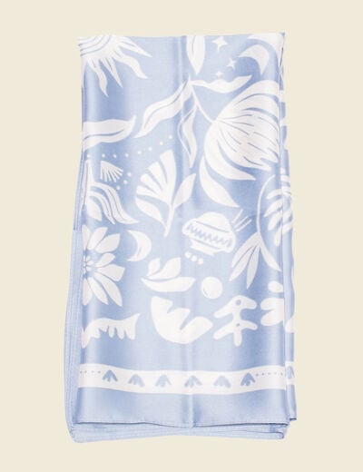 Foulard satin bleu clair femme