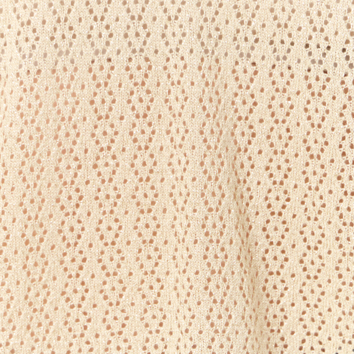Pull manches courtes ajouré creme femme