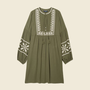 robe brodee eco responsable vert kaki femme Robe brodée éco-responsable vert kaki femme
