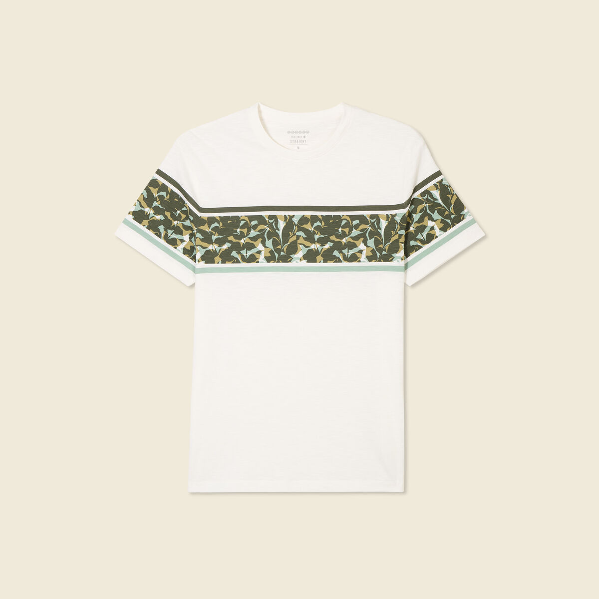 T-shirt coupe droite en coton col rond vert olive homme