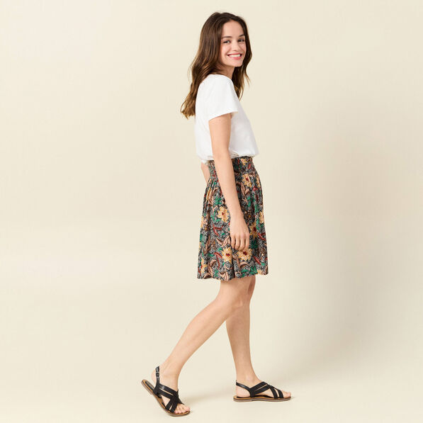 Jupe droite taille élastiquée noir femme