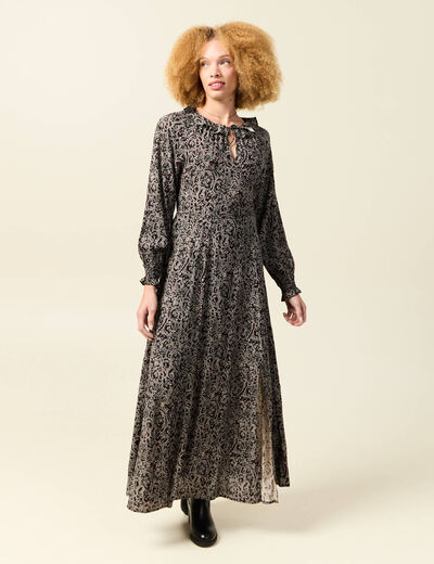 Robe manches longues noir femme