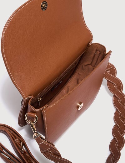 Sac &agrave; rabat en bandouli&egrave;re camel femme
