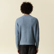 Pull manches longues col rond bleu gris homme
