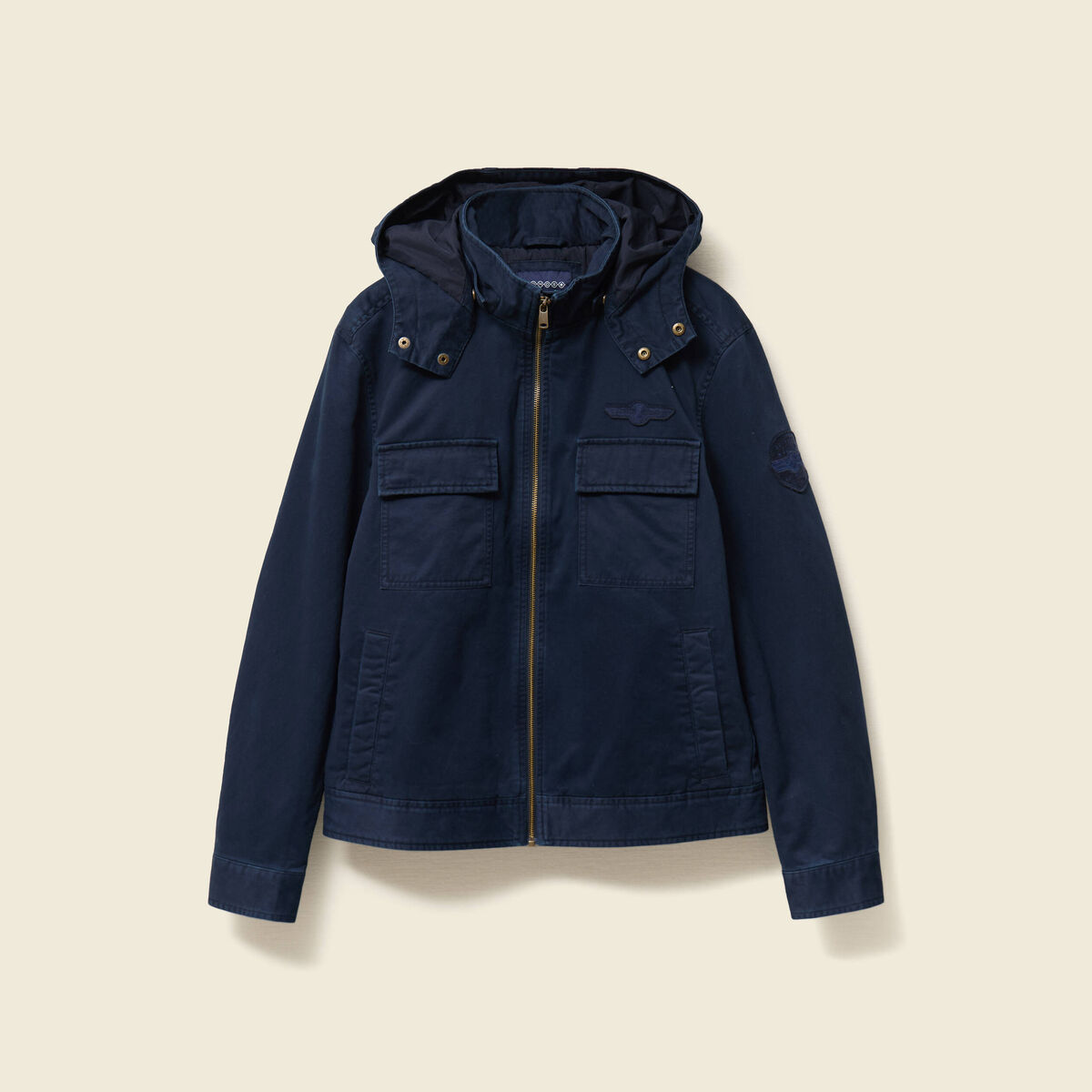 Blouson col montant &agrave; capuche bleu marine homme