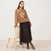 Jupe en voile doubl&eacute;e marron fonc&eacute; femme
