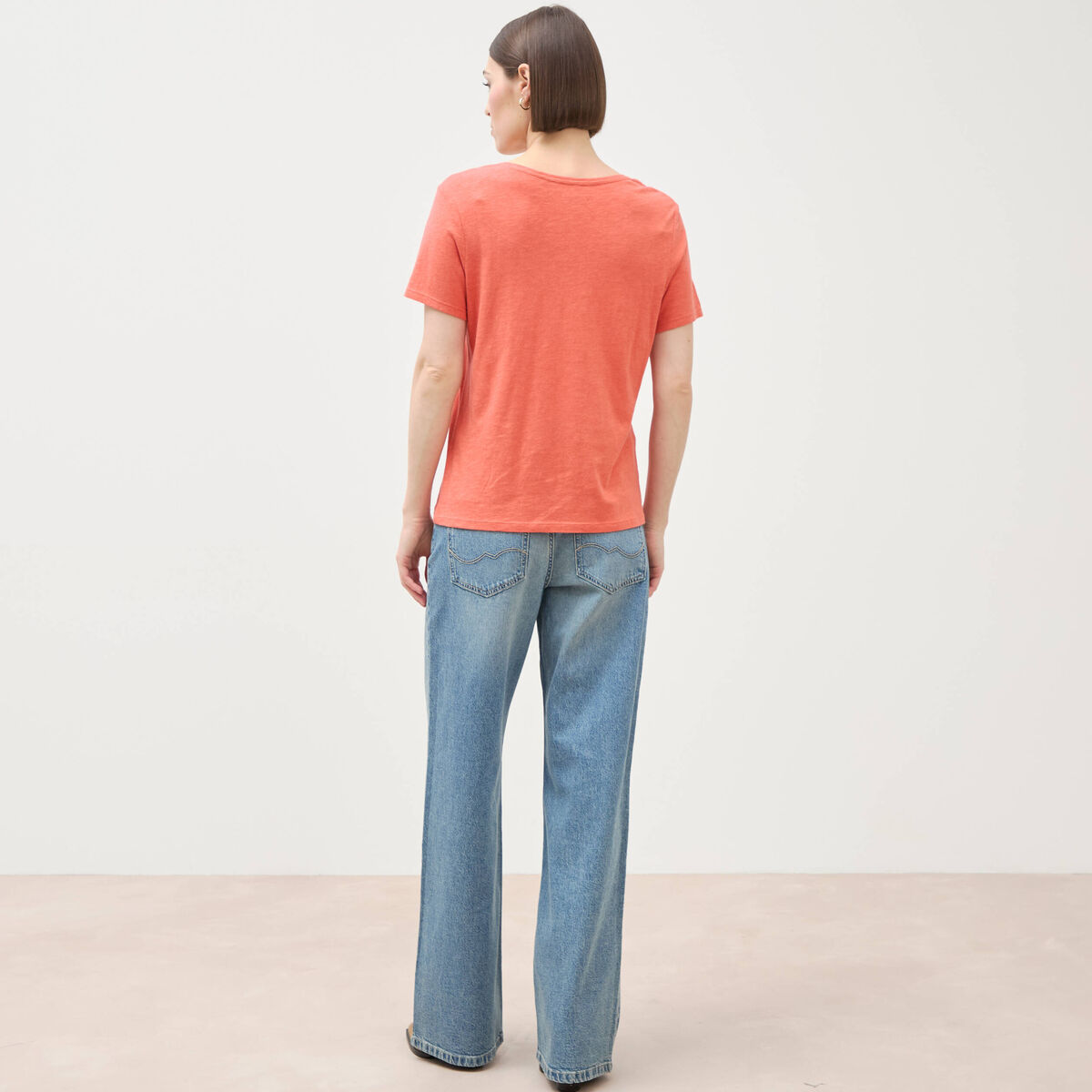 T-shirt manches courtes rouge fonc&eacute; femme