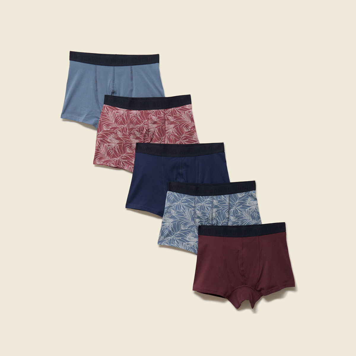 Lot de 5 boxers bleu fonc&eacute; homme