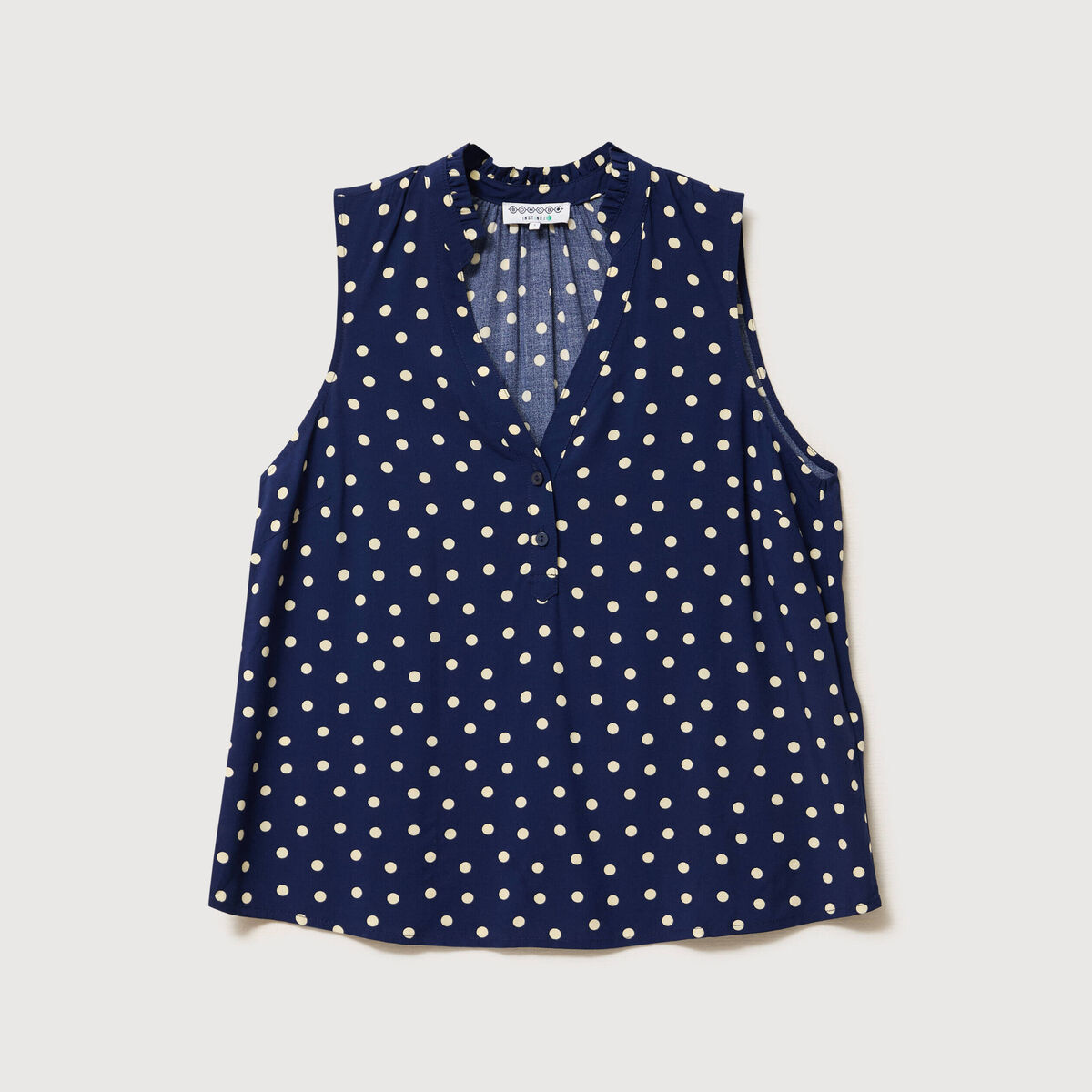 Top sans manches col v fluide bleu femme