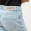 Jeans wide leg taille bascul&eacute;e bleu femme