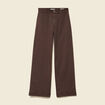 Jeans large cropped taille haute marron femme