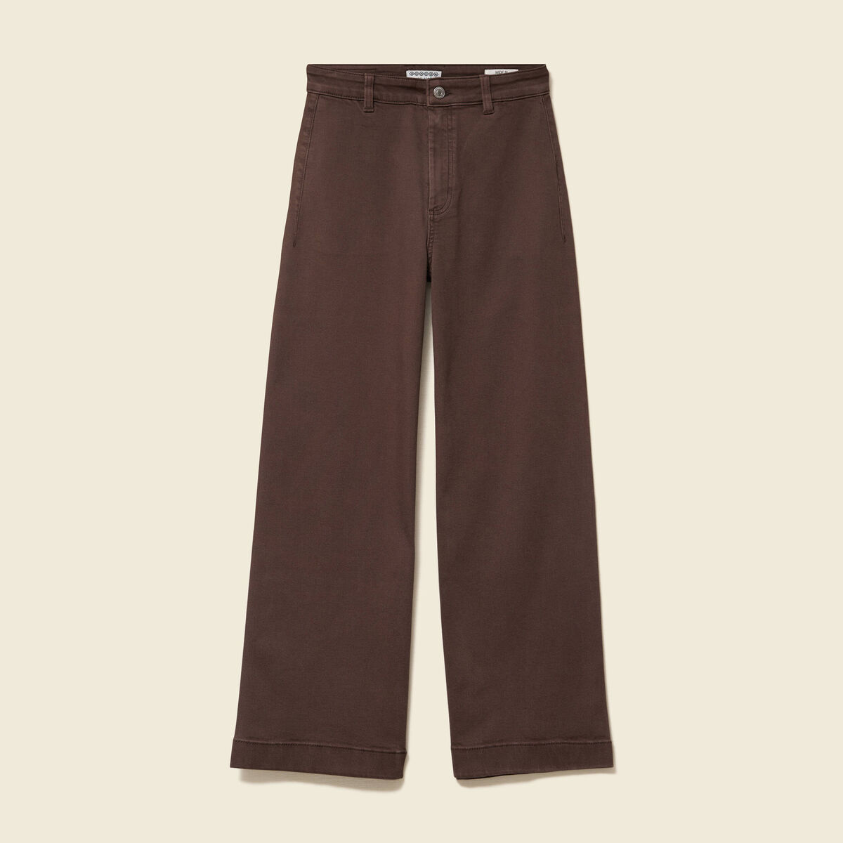 Jeans large cropped taille haute marron femme