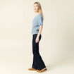 Pull manches courtes bleu gris femme