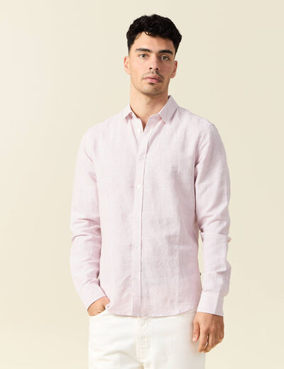 Chemise manches longues vieux rose homme