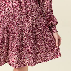 Robe évasée fluide bordeaux femme