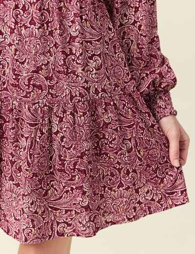 Robe évasée fluide bordeaux femme