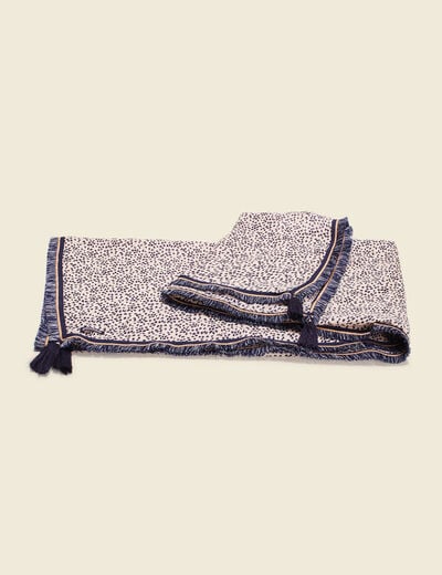 Foulard à franges bleu marine femme